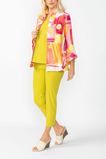 Pink Abstract Print Short Jacket